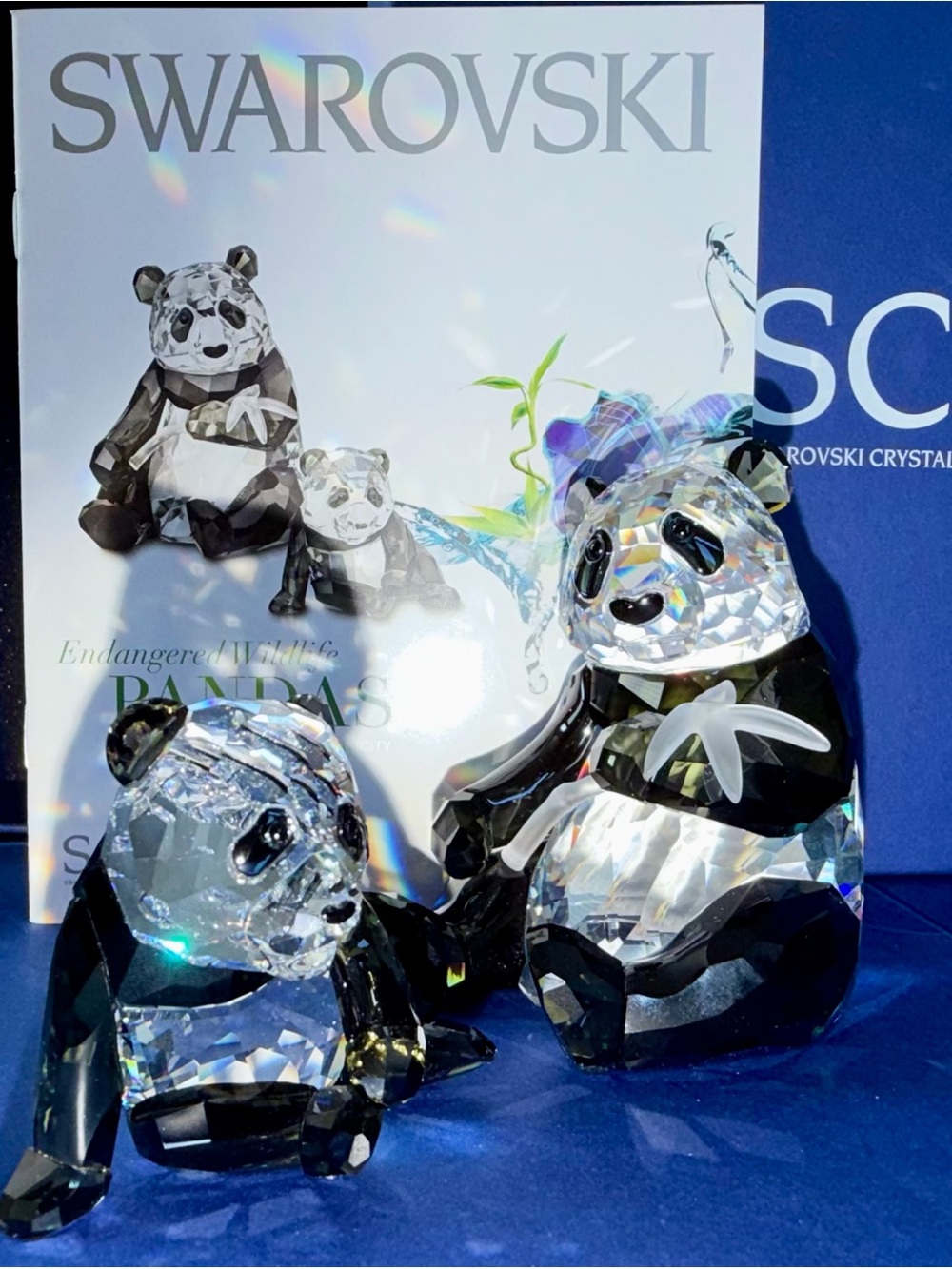 Swarovski SCS Annual Edition 2008 Pandas Figurines Set of 2 NIB with Tags & COA